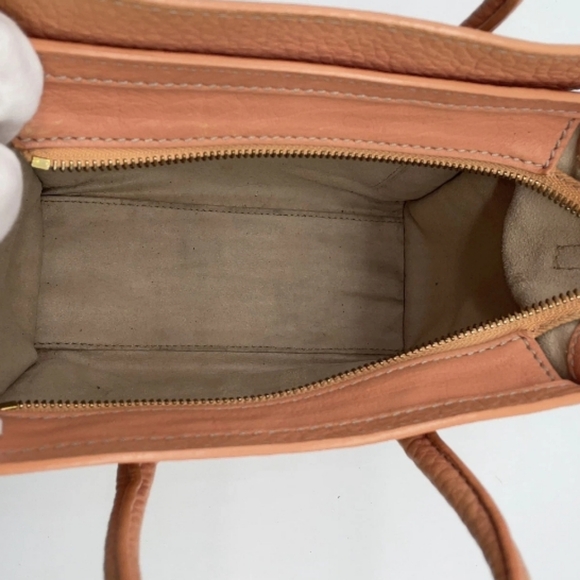 SALE! Celine Luggage Nano Shopper Calfskin Pink/Beige 2 Way Mini Bag W/DB/Strap - Picture 7 of 16